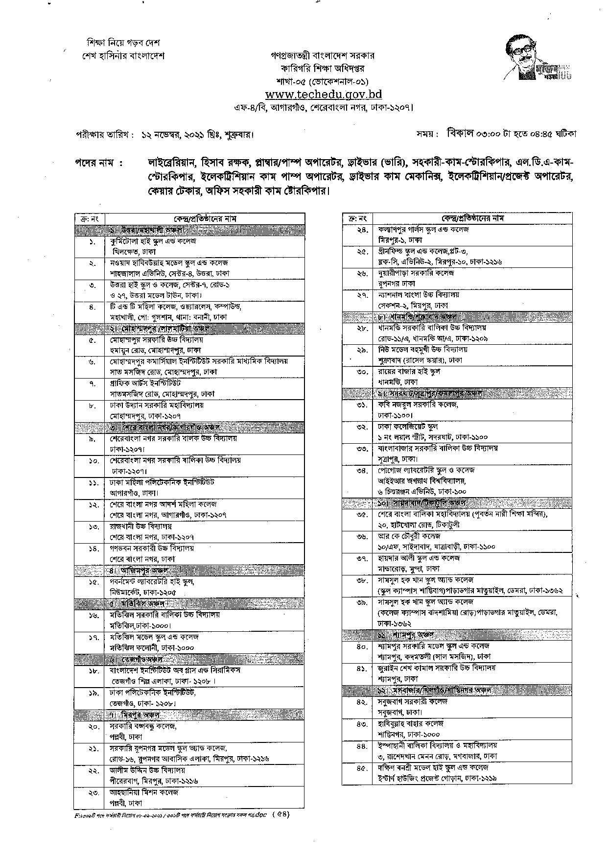 DTE job exam Center list 2021